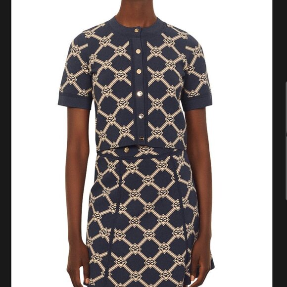 Ultra Rare Sandro Madere Logo Pattern A-line knitted skirt with jacquard - Picture 3 of 8